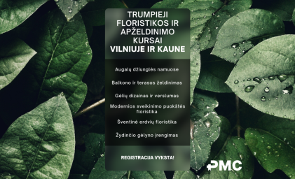 PMC pradeda trumpuosius floristikos ir apzeldinimo kursus Vilniuje ir Kaune
